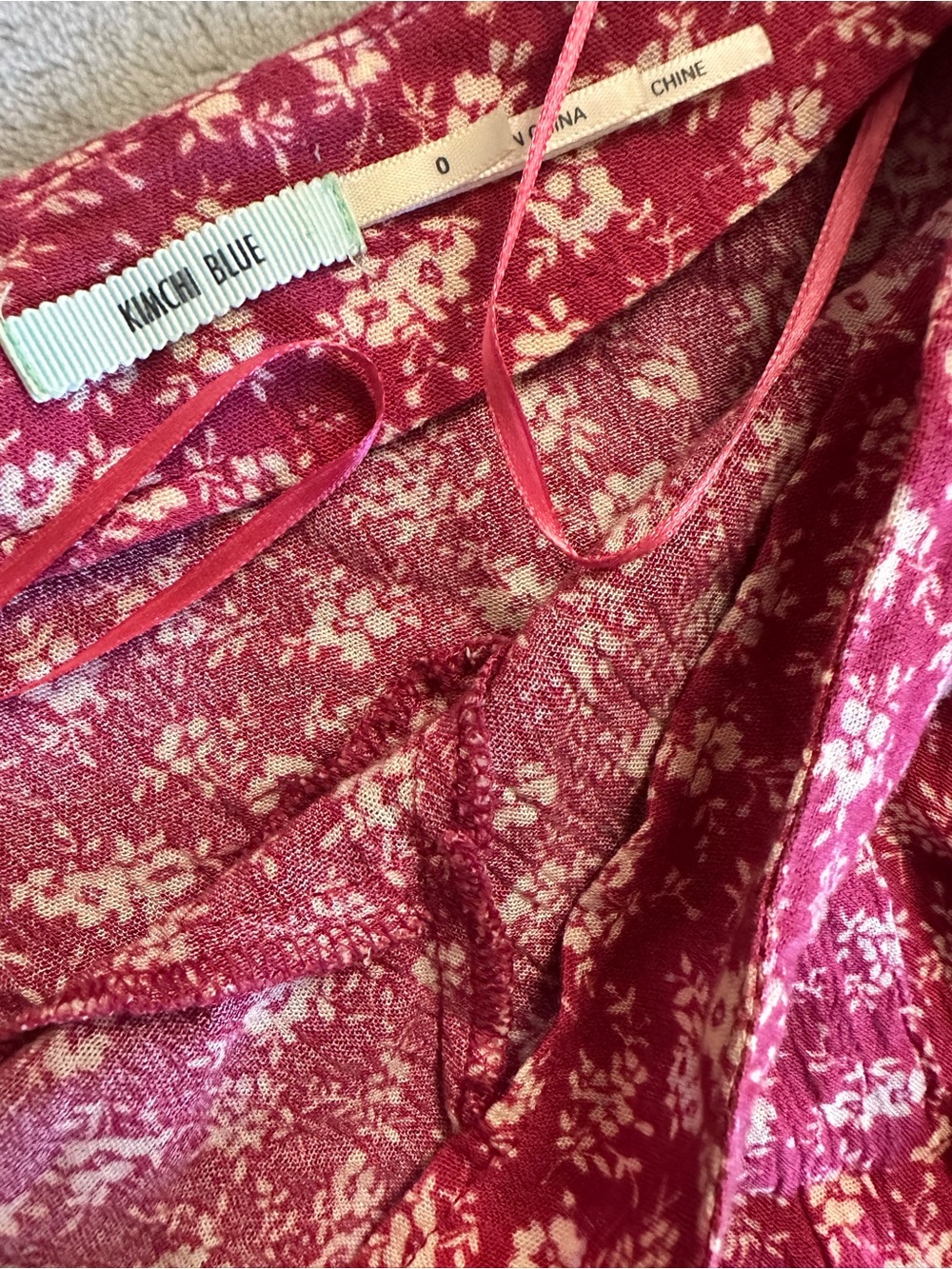 Kimchi Blue Raspberry Pink Floral Ruffled Mini Skirt - Picture 2 of 2